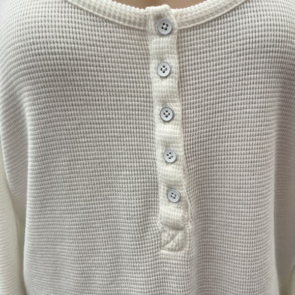 Paige Daniella Long Puff Sleeve Henley Top Ivory White Women's Size Small - Picture 6 of 13